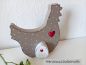Preview: Huhn mit Osterei * Pünktchen * Beige/Taupe-Rot * 17 x 15,5 x 2 cm * zum Aufstellen