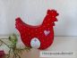 Preview: Huhn mit Osterei * Pünktchen * Rot-Weiß-Rosa * 17 x 15,5 x 2 cm * zum Aufstellen