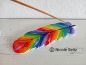 Preview: Räucherstäbchenhalter * Feder * Handarbeit, handbemalt * Regenbogen
