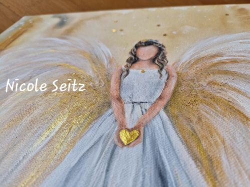 Leinwandbild (Original) * Weihnachtsengel * Goldengel * 40 x 50 cm
