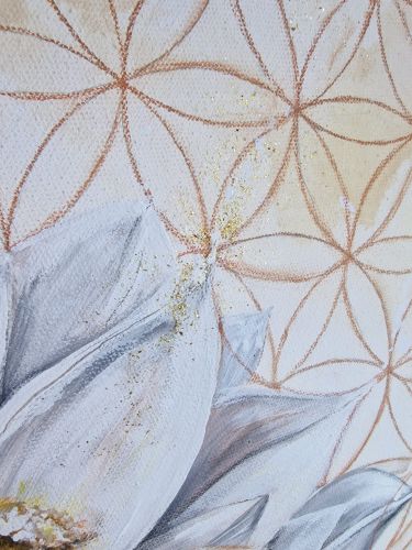 Preview: Leinwandbild (Original) * Lotusblume * Blume des Lebens * 50x50 cm