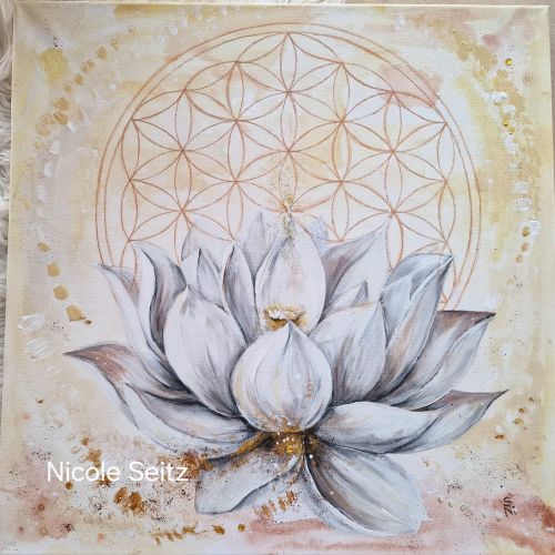 Leinwandbild (Original) * Lotusblume * Blume des Lebens * 50x50 cm
