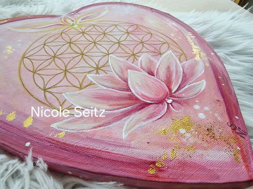 Herzensbild * Lotusblume * Blume des Lebens * Engel * 30 x 30 cm * Herzform