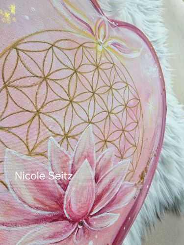 Herzensbild * Lotusblume * Blume des Lebens * Engel * 30 x 30 cm * Herzform