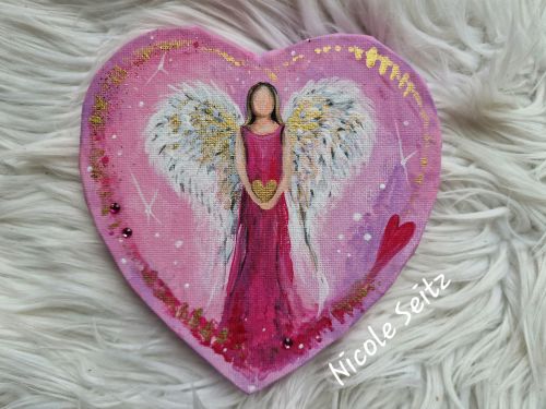 Leinwandbild (Original) * Herzengel * 15 x 15 cm * Engelbild Herzform
