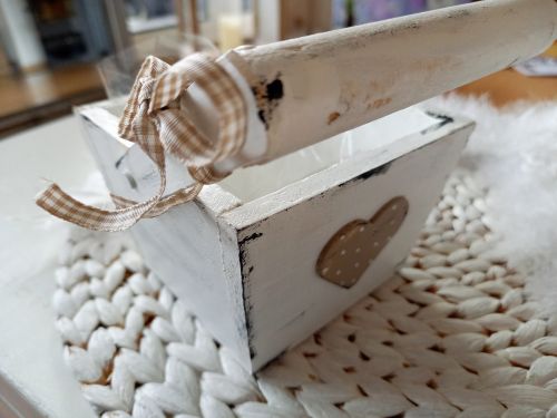 Kleiner Pflanz-Henkelkorb * Holz * Herz * Shabby