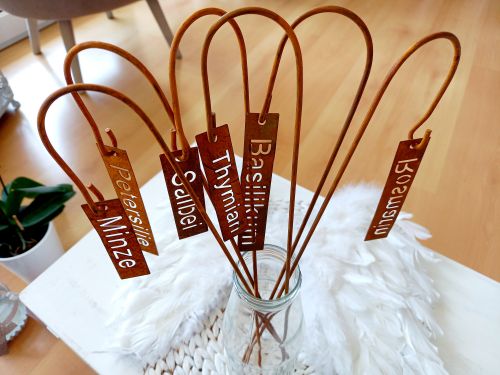 Preview: Kräuterstecker * 40 cm * Rostoptik * verschiedene zur Auswahl