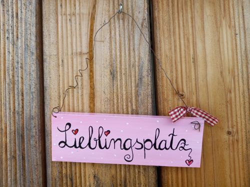 Türschild * Lieblingsplatz *  15 x 4,8 cm * Rosa * Shabby * Herz
