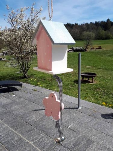 Hänger Deko-Vogelhäuschen * Blume * Vogelhaus 11 x 9 x 6,5 cm