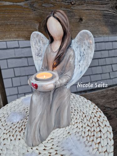 Engelfigur handbemalt * Herzenslicht * Herz * 29 x 18 x 22,5 cm * Keramik