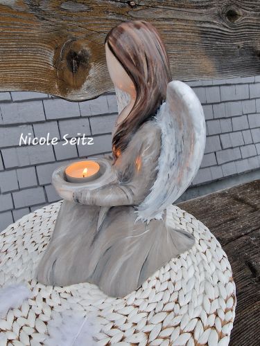 Engelfigur handbemalt * Herzenslicht * Herz * 29 x 18 x 22,5 cm * Keramik