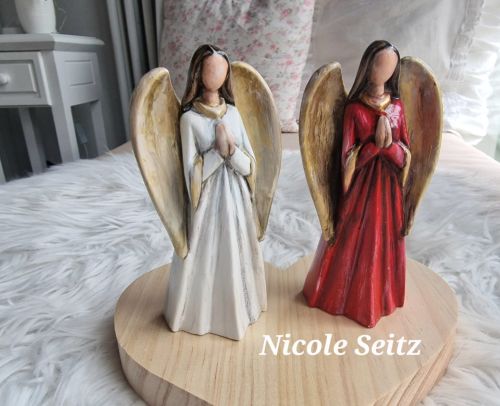 Preview: Engelfigur handbemalt * Rot * 11,8 cm hoch