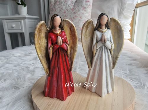 Engelfigur handbemalt * Rot * 11,8 cm hoch