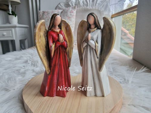 Engelfigur handbemalt * Weiß * 11,8 cm hoch