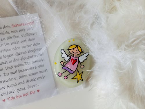 Schutzengel für Kinder * kurz nachtleuchtend * mit Spruchkärtchen im Organzabeutel