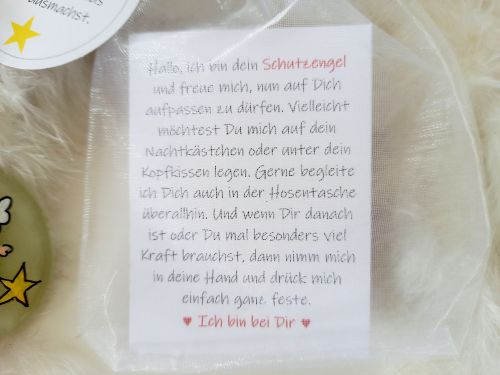 Schutzengel für Kinder * kurz nachtleuchtend * mit Spruchkärtchen im Organzabeutel * Hellgrün