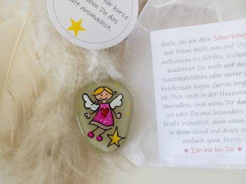 Schutzengel für Kinder * kurz nachtleuchtend * mit Spruchkärtchen im Organzabeutel * Pink