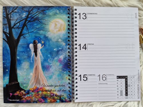 Bundle Engel-Terminplaner 2025 * mit Mäppchen (mit Kugelschreiber und Bleistift) und Postkarte * Geschenkset