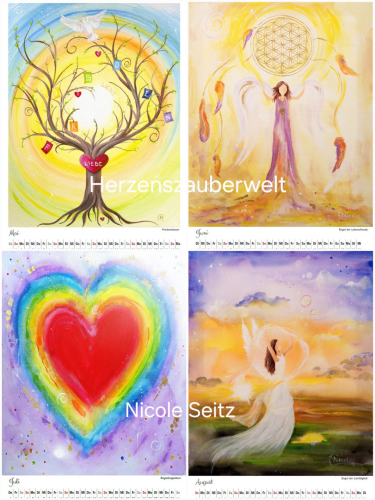 Lichtvoller Kalender 2027 * Kunstkalender * DinA4 * Lebensbaum Engel Herzen