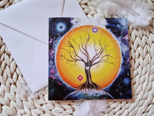 Klappkarte quadratisch * Lebensbaum Verwurzelung * 14 x 14 cm * mit Kuvert