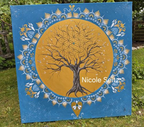 Leinwandbild (Original) * Lebensbaum * 70 x 70 cm * Kraftbaum * Mandala * Blume des Lebens