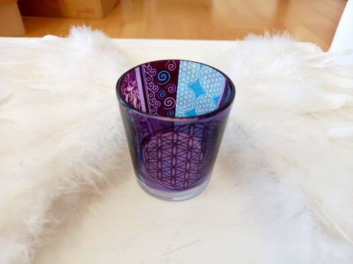 Preview: Teelichtglas * Blume des Lebens * 6 x 5 cm