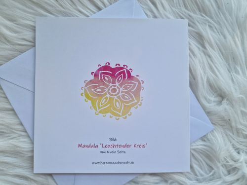 Preview: Klappkarte * Mandala "Leuchtender Kreis" 14 x 14 cm * mit Umschlag