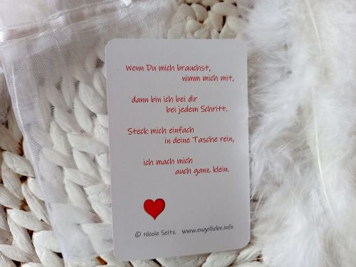 Hosentaschen-Schutzengel * Holz * in Organza-Säckchen mit Spruchkärtchen