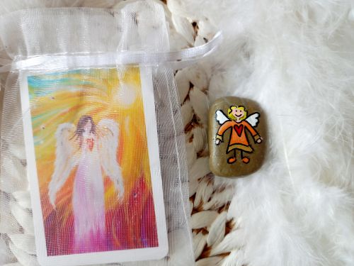 Preview: Hosentaschen-Schutzengel in Organza-Säckchen mit Spruchkärtchen