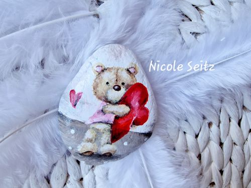 Stein * Bär mit Herz * 6 x 5 x 1 cm