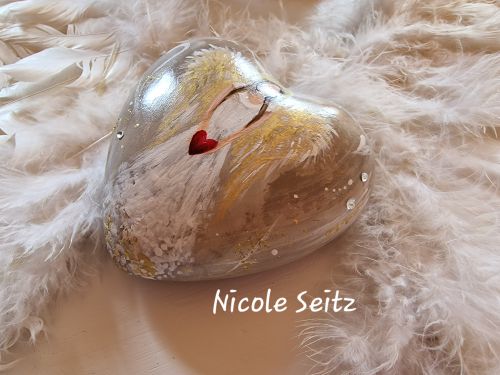 Herz * Engel * handbemalt * 10 x 10 x 4 cm * Keramik