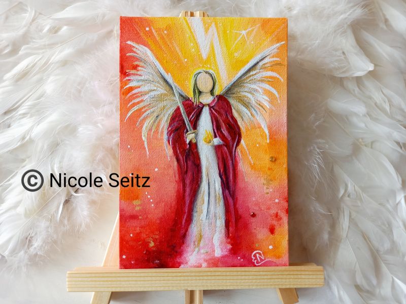 Leinwandbild "Erzengel Uriel" (Original) auf Staffelei * 12 x 18 cm