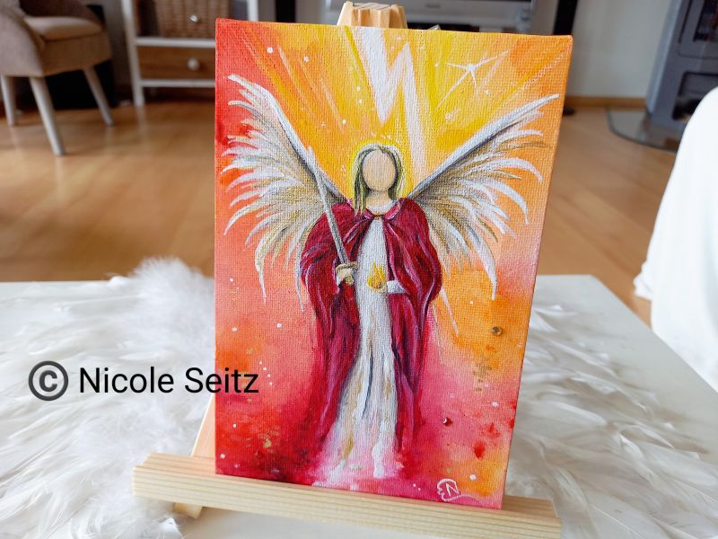 Leinwandbild "Erzengel Uriel" (Original) auf Staffelei * 12 x 18 cm