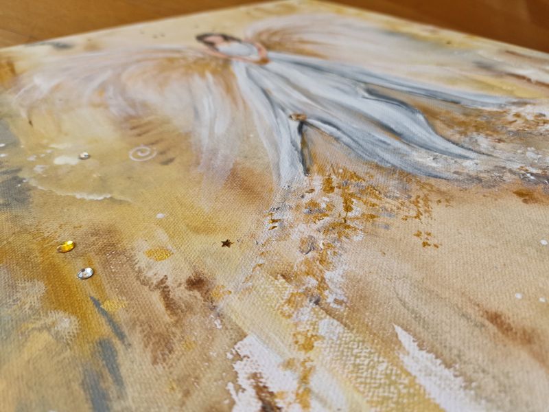 Leinwandbild (Original) * Weihnachtsengel * Goldengel * 40 x 50 cm