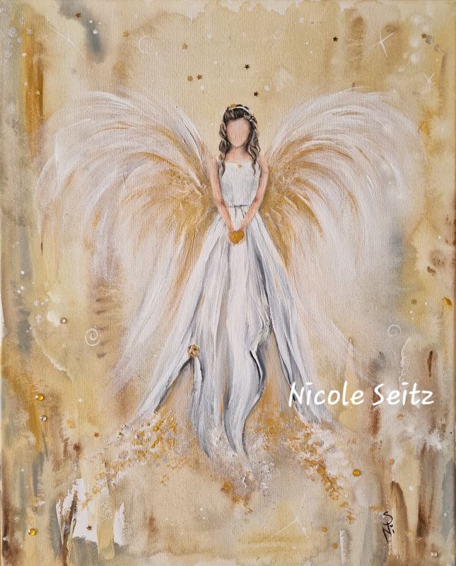 Leinwandbild (Original) * Weihnachtsengel * Goldengel * 40 x 50 cm
