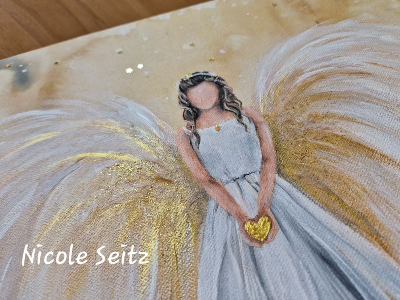 Leinwandbild (Original) * Weihnachtsengel * Goldengel * 40 x 50 cm