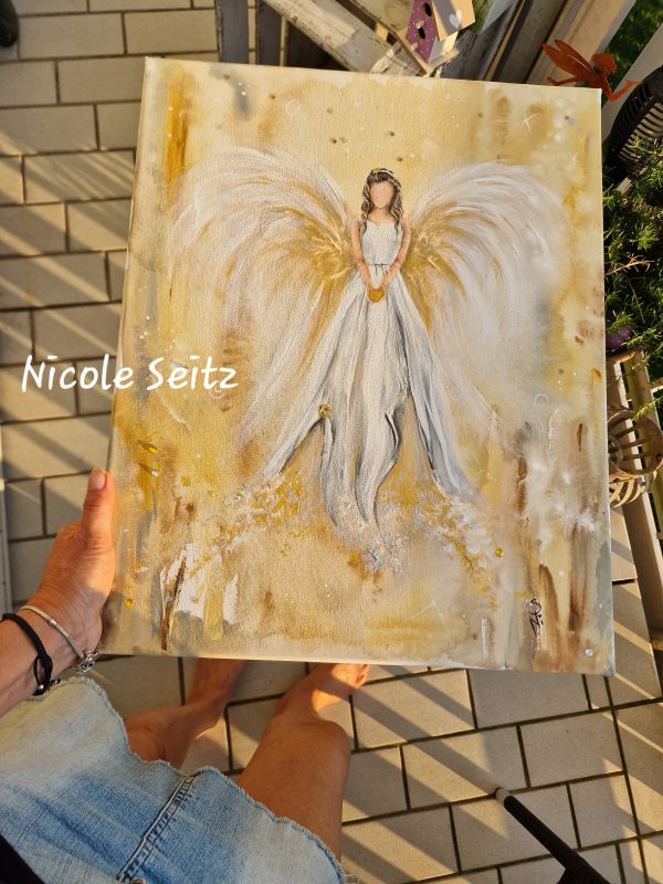 Leinwandbild (Original) * Weihnachtsengel * Goldengel * 40 x 50 cm