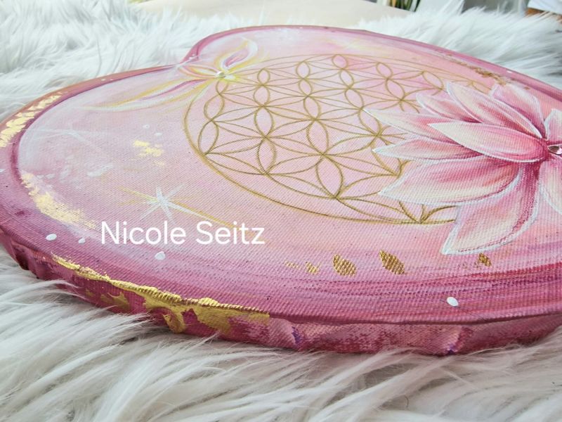 Herzensbild * Lotusblume * Blume des Lebens * Engel * 30 x 30 cm * Herzform