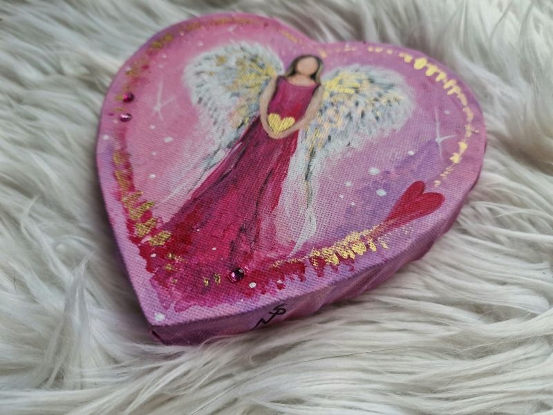 Leinwandbild (Original) * Herzengel * 15 x 15 cm * Engelbild Herzform