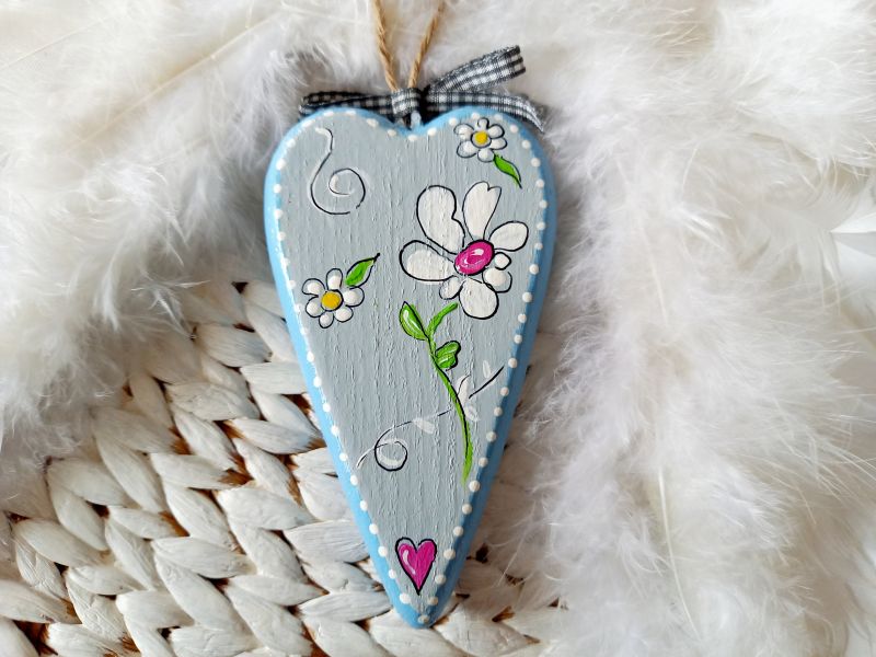 Hänger Herz * Blume * Blau-Grau