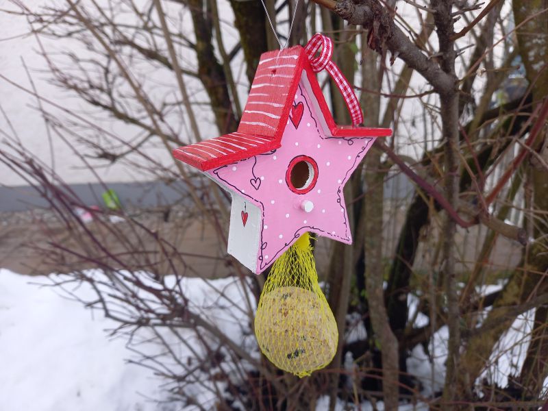 Knödelhänger * Vogelhaus * Stern * Rosa-Rot