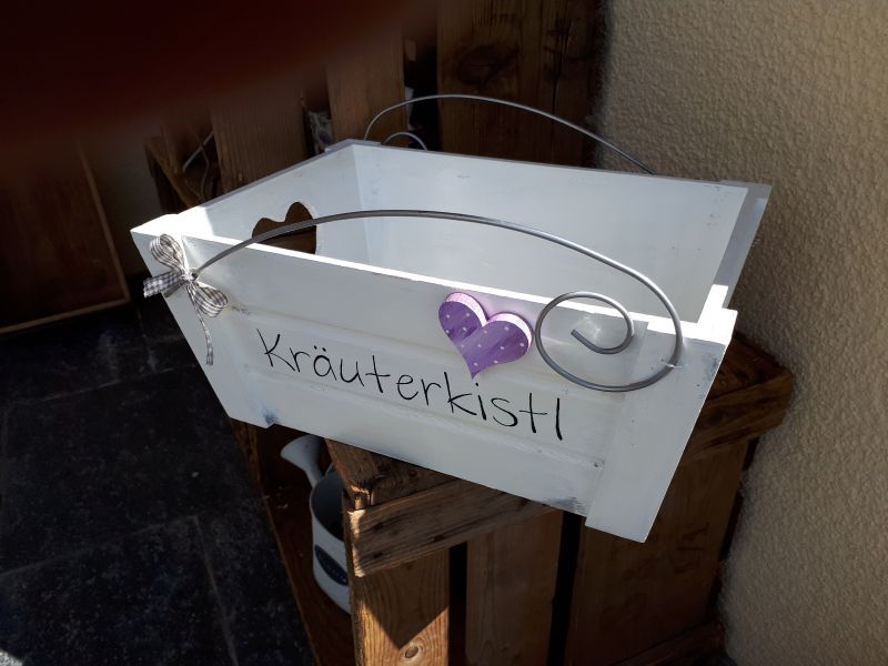 Kräuterkistl * für 2 Töpfe * Herz * 34 x 24,5 x 14,5 cm