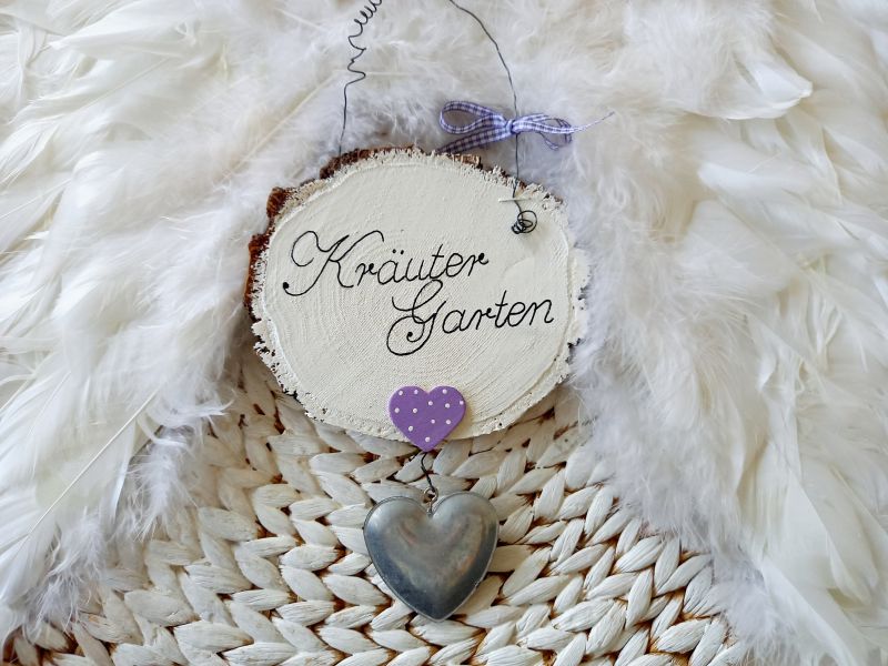 Kleines Schild * Kräutergarten * Herz * Lila