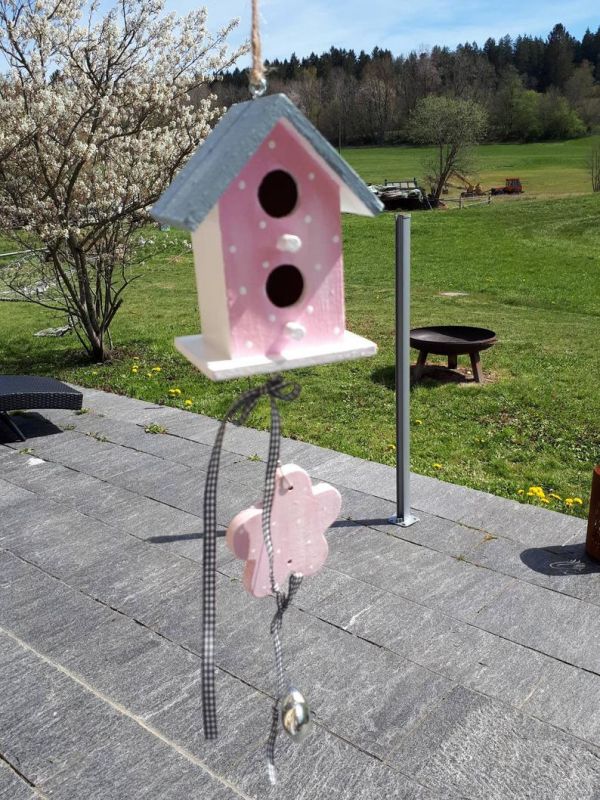 Hänger Deko-Vogelhäuschen * Blume * Vogelhaus 11 x 9 x 6,5 cm