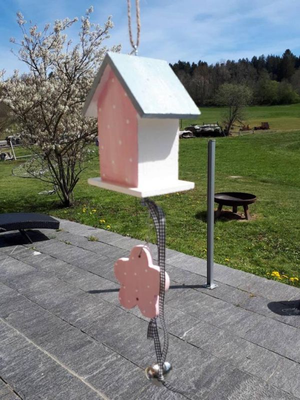 Hänger Deko-Vogelhäuschen * Blume * Vogelhaus 11 x 9 x 6,5 cm