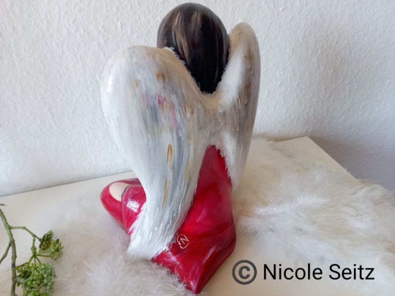 Engellicht handbemalt * Goldlicht * Herz * Höhe 21 cm * Keramik