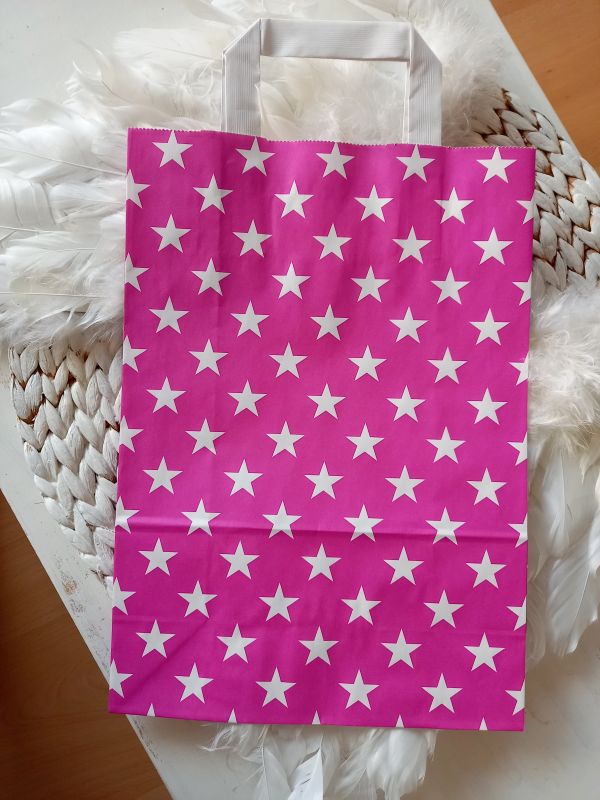 Geschenktüte * Sterne * Pink * 22 x 31 cm