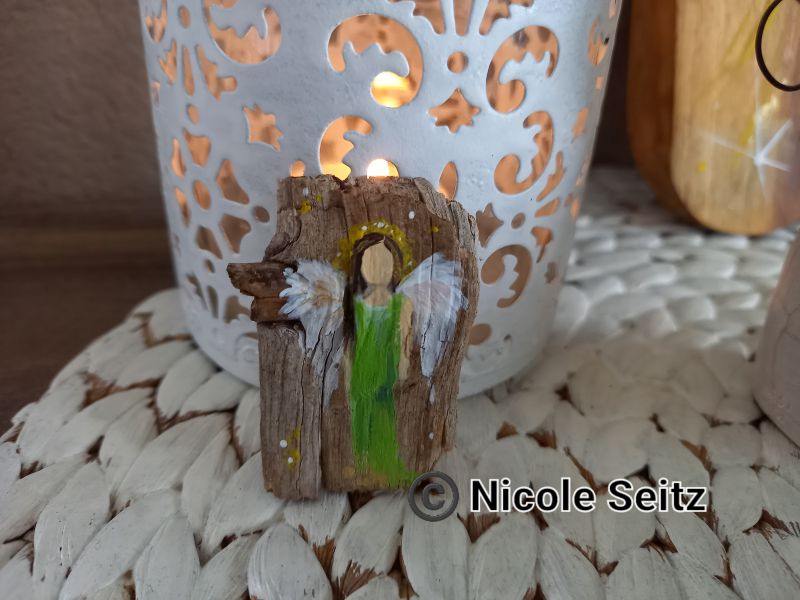 Hosentaschen-Schutzengel * Holz * Grün