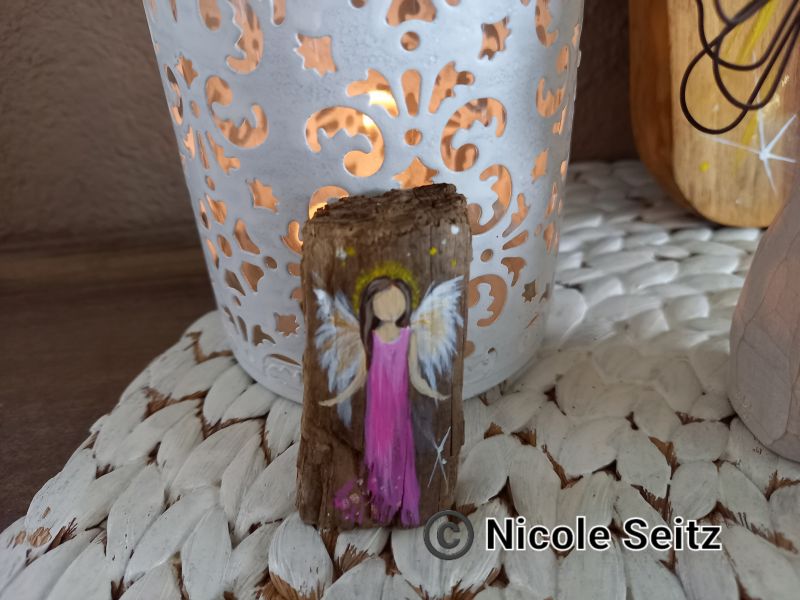 Hosentaschen-Schutzengel * Holz * Pink