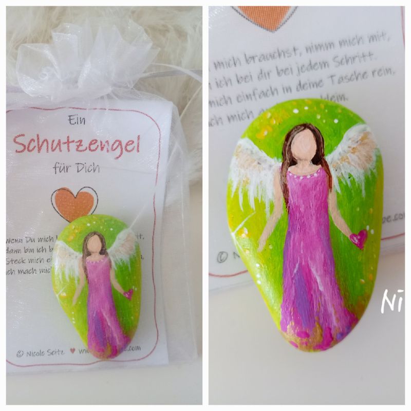 Hosentaschen-Schutzengel * Hellgrün-Pink * 5,7 x 3.7 x 1,7 cm